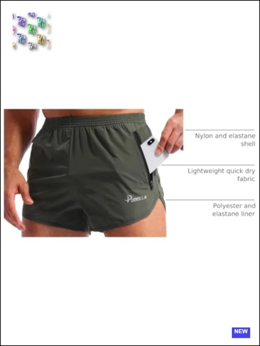 Men's Quick Dry Running Shorts with Zipper Pockets 3 Inch Athletic Gym Shorts